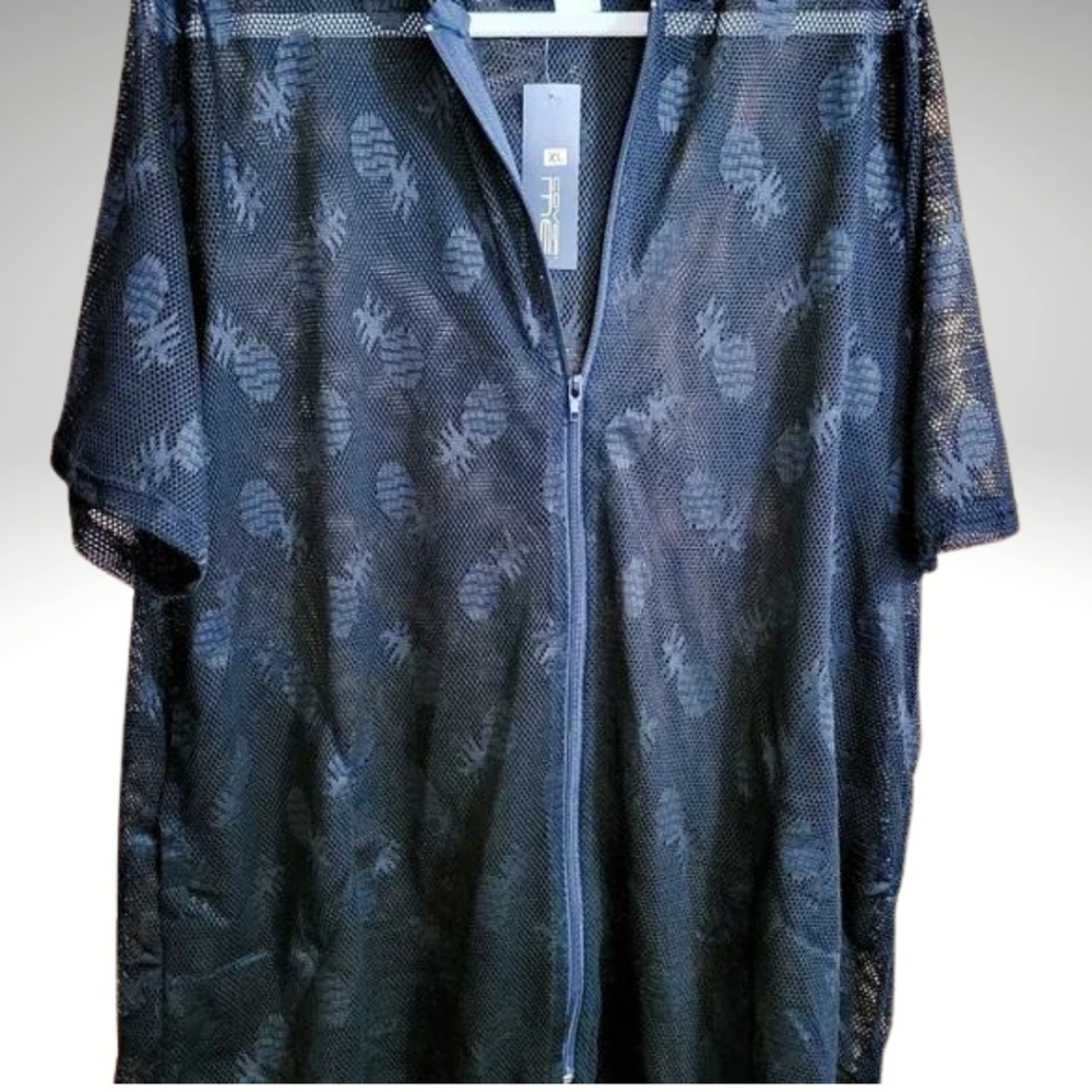 New bathing suit cover up NWT, Black mesh, pineapple